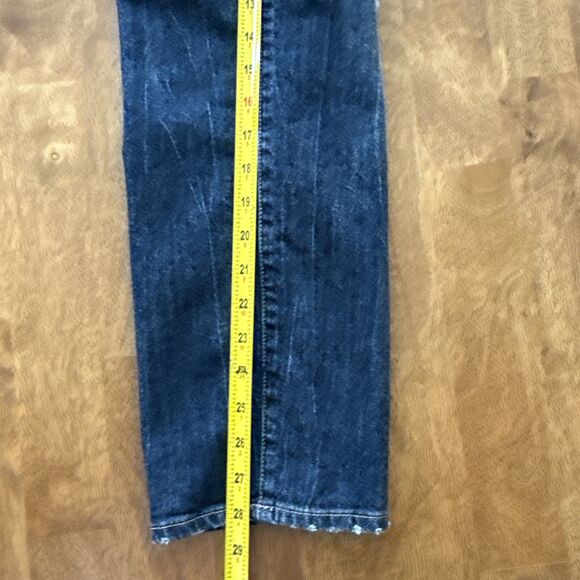Dear John Straight Leg Distressed High Rise Jean Size 31 Knee Cut Out And Tears - Picture 13 of 16